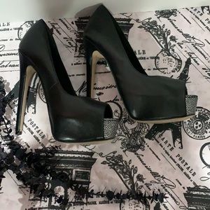 Top Shop Black Open Toe Platform Heels
